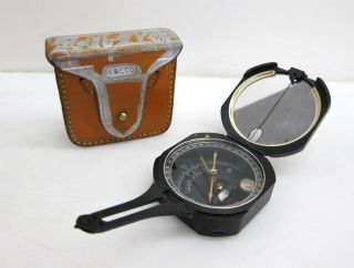 Vintage Keuffel & Esser Co.  Pocket Survey Compass In Leather Case