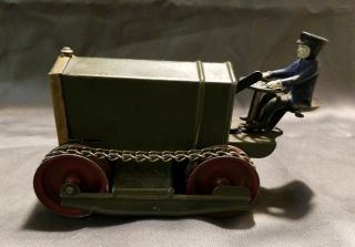 Vintage 1920s Kingsbury Pressed Steel Wind - Up Toy Tractor