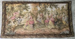 Vintage French Romantic Pastoral Scene Tapestry Size:100.  58 X 57.  91 Cm
