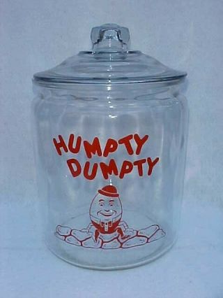 Rare 2 Gal.  Humpty Dumpty Potato Chip / Peanut Jar,  Tom 