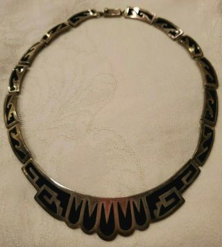 Vtg Taxco Mexico Sterling Silver Hinged Necklace 19 " 61g