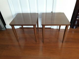 Vintage Set of 2 Mid Century Formica Stackable Snack Tables 2