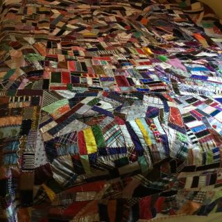 Antique 1900s Crazy Patchwork Quilt Top 64 X72 Intricate Design Patches Artsy