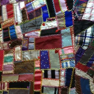 Antique 1900s Crazy Patchwork Quilt Top 64 x72 Intricate Design Patches Artsy 2