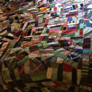 Antique 1900s Crazy Patchwork Quilt Top 64 x72 Intricate Design Patches Artsy 3