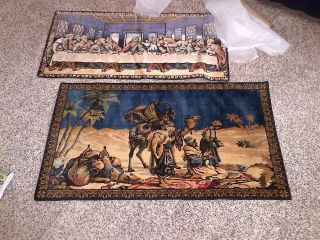 Vintage Tapestry / Wall Hanging / Rugs.  Last Supper And 3 Wise Men