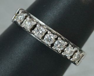 Solid 18ct White Gold And 0.  35ct Diamond Half Eternity Stack Band Ring F0475