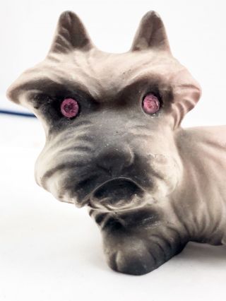 Vintage Roselane Sparkler Pink Eyes California Pottery Yorkie Puppy Dog Figurine