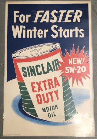 Rare Vintage Sinclair Extra Duty Motor Oil Gas Station Dealer Sign 43”