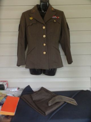 Ww2 Us " Wac " Nurses Uniform.  Tech 3 Sergeant.  Jacket,  Skirt,  Garrison Cap
