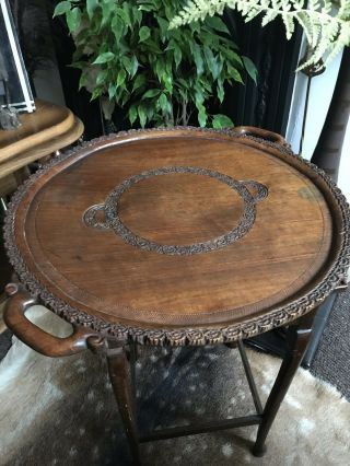 Arts And Crafts Carved Oak Tray