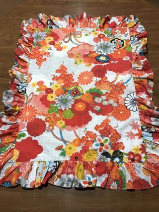 Wamsutta Kimono Asian Standard Pillow Sham Vintage Red Floral Orange Oriental
