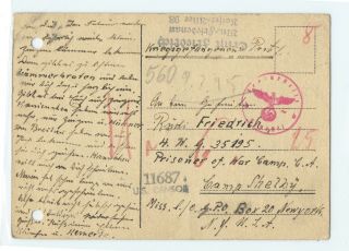 Wwii German Letter,  Pow Camp Shelby (mississippi) Kriegsgefangenenpost