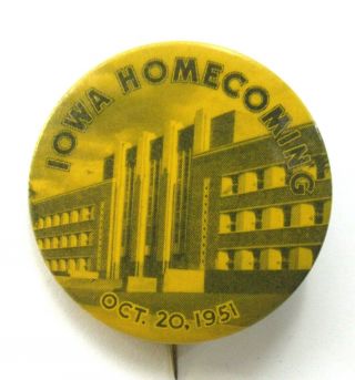 1951 University Of Iowa Homecoming Football 1.  75 " Pinback Button ^