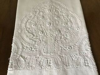 Antique Extra Long Linen Hand Towel Stunning Battenburgh Lace