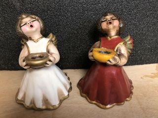 Vintage Bozner Engel Thun Ceramic Angel Candle Holders (2) Italy