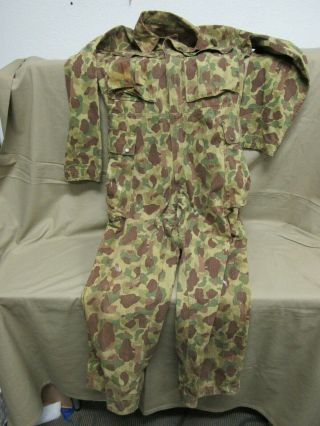 Wwii Us Army Camo Hbt Coveralls Size 38 R No Suspenders Rare Gi