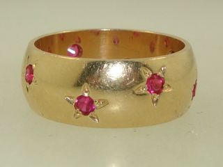 VINTAGE 1960 ' S HEAVY 14K GOLD APPROX.  1/3CT PINK TOPAZ WIDE BAND RING 2