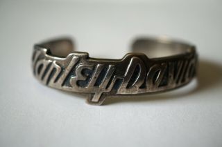 Harley Davidson Signed Mod Sterling Silver Cuff Bracelet.