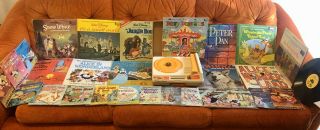 Vintage Fisher - Price Children’s Record Player Walt Disney Read - Along Book Albums