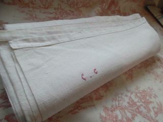 Antique French Hand Loomed Linen Sheet / Fabric Panel 74 " X 96 " Great Textile (c)