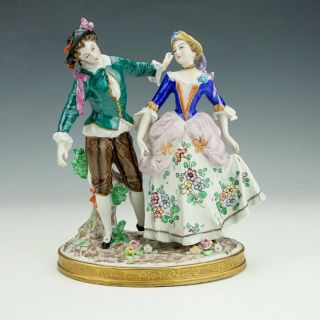 Vintage Sitzendorf Dresden Porcelain - Young Man & Girl Courting Figurine