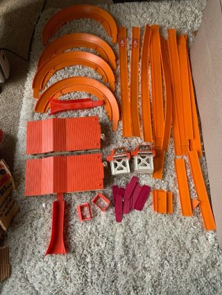 Vintage Mattel Hot Wheels Straight Track,  Curves,  Charger,  Clamps