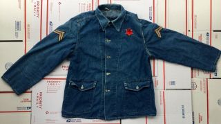 Vintage Ww2 U.  S.  Army Button Corporal Stripes Wwii Navy Blue Denim Shirt Jacket