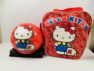 Hello Kitty Bowling Ball With Carry Bag 14.  5 Pounds Not Drilled