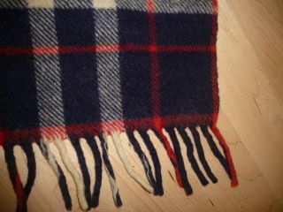VTG Horner Woolen Mill Virgin Wool Blue Red Blanket Plaid United States Fringe 2