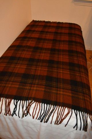 Vintage Pendleton Wool Blanket/throw Brown & Black Plaid 50 " X 70 "