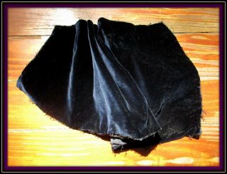 Antique Victorian French Midnight Blue Silk Velvet Taffeta Back Fabric 1800s Frg