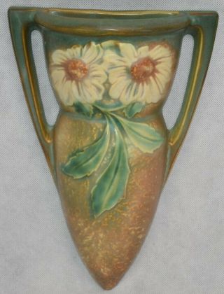Vintage Large Roseville Pottery Dahlrose Ceramic Wall Pocket 1259 - 10