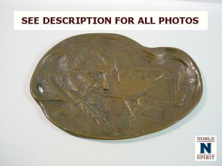 Noblespirit {3970}fantastic Antique Bronze Art Nouveau Pipe Tray