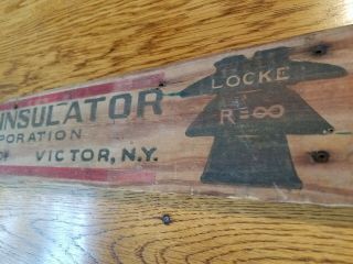 1920s Vintage Locke Insulator Wood Sign Baltimore Md Victor Ny Electric Phone