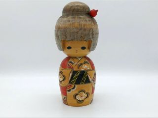 8.  6 Inch (22 Cm) Japanese Vintage Wooden Sosaku Kokeshi Doll Signed " Hajime "