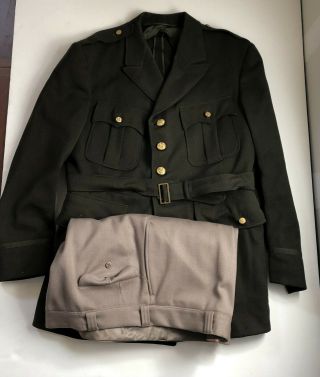 Ww2 Xl Pinks & Greens Officer Uniform Named To Connecticut Foot Guard Major