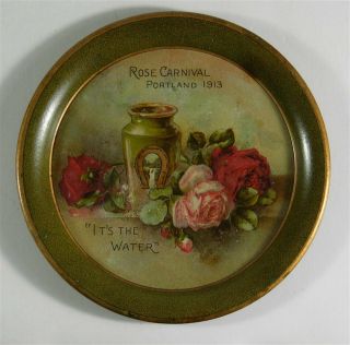 1913 Olympia Brewing Company Tin Lithograph Tip Tray / Beer Tray Rose Carnival