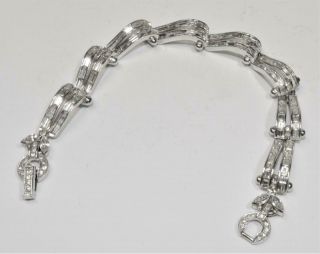 Signed PENNINO Silvertone Clear Rhinestones Set Bracelet Necklace Clip Earrings 3