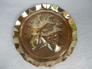 46 / Lovely Antique 1900s Celtic Arts And Crafts Brass Tray With Dragon Design