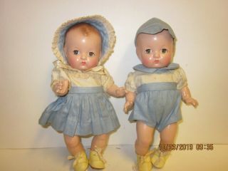 Vintage Boy & Girl Twin Effanbee Patsy Babyette 9 " Composition Dolls