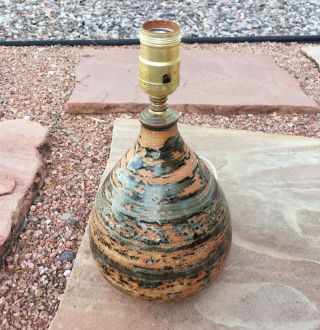 Vintage Modern Ceramic Glazed Studio Art Pottery Lamp Signed