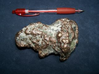 Large Keweenaw,  Michigan,  1.  74 Lb Native Copper Nugget With Calcite