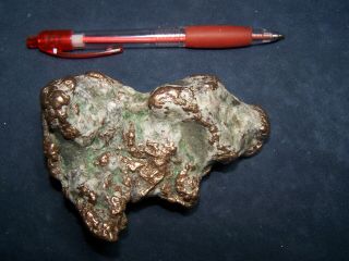 Large Keweenaw,  Michigan,  1.  74 lb Native Copper Nugget with Calcite 2