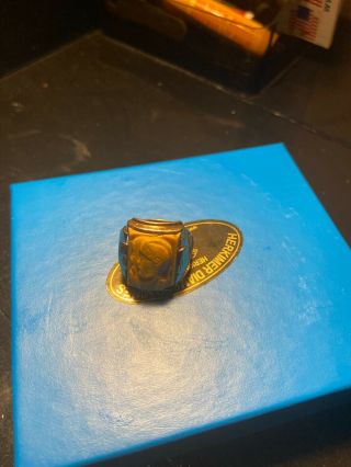 Vintage 14 K Gold Carved Tiger Eye Cameo Roman Soldier Warrior Mens Ring 11.  5