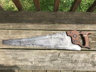 Vintage Warranted Superior Hand Saw 22” 10 Tpi Old Woodworking Tool