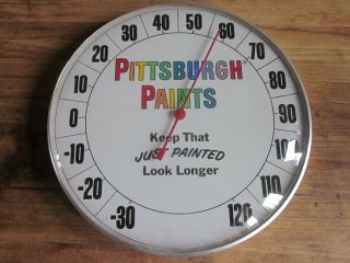 Vintage Pittsburgh Paints Bubble Glass Advertising Sign Thermometer Old