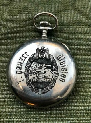 Wwii Ww2 Military German 7th Panzer Tank Ghost Division Pocket Watch Badge