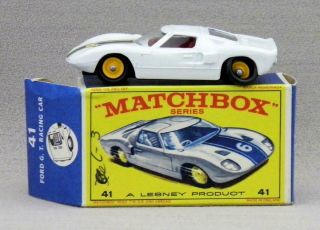 1965 Lesney Matchbox 41 - C V.  2 Ford Gt Racing Car - E2 Box