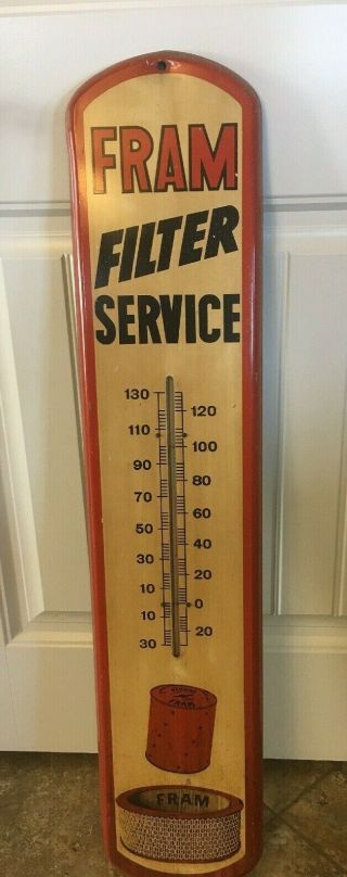 Fram Filter Service Thermometer Sign - Painted Tin - Not Porcelain